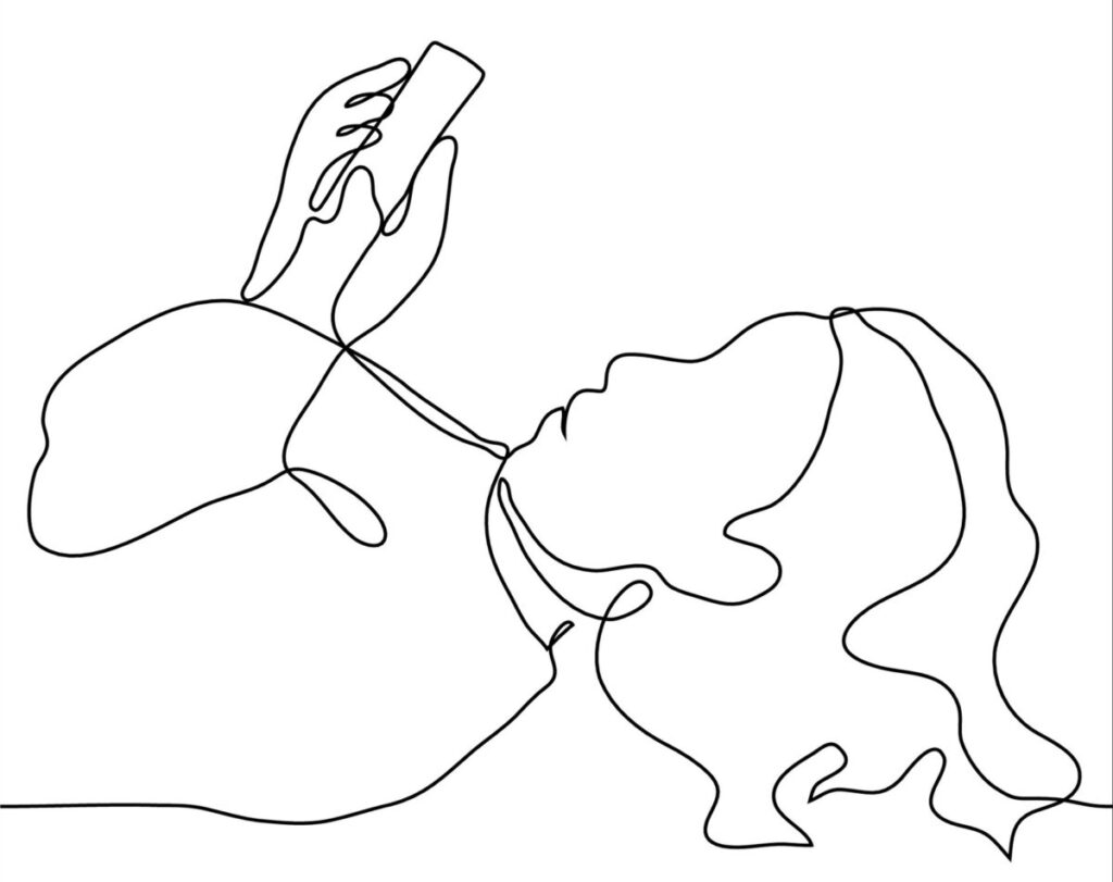 woman checking out on phone